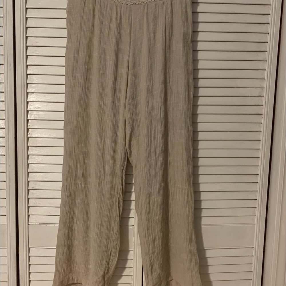 New Directions Cream Wide Leg Pants